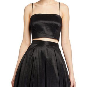 LIKELY Rosaline Cropped Sateen Cami Top Black Size Large